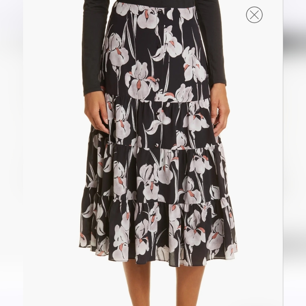 NWT Jason Wu Floral Print Tiered Midi Skirt
